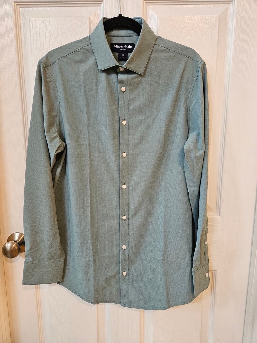 Mizzen+Main Leeward Men’s Medium Trim Green Performance Stretch Dress Shirt